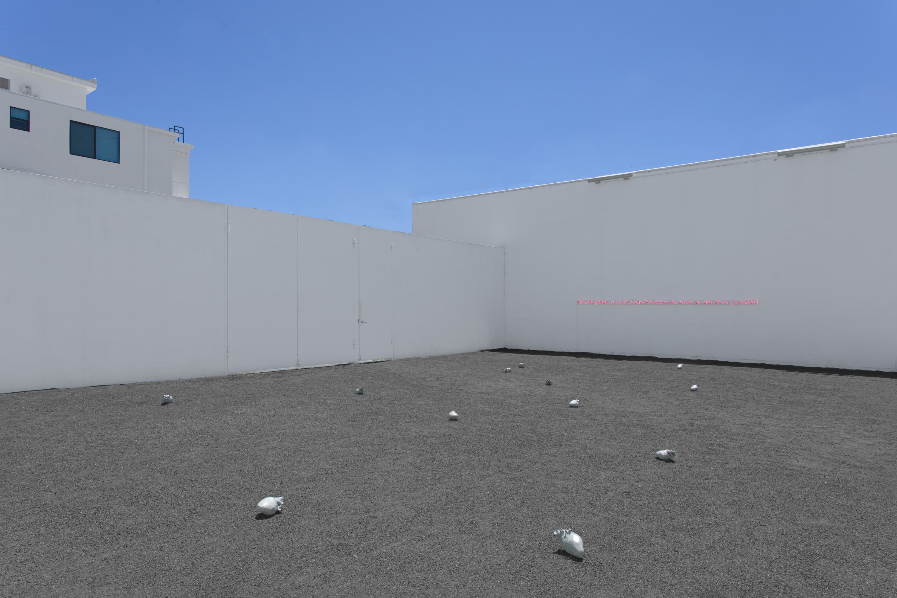 The Rose Garden, 2025, 12 polished concrete casts of the artist’s heart