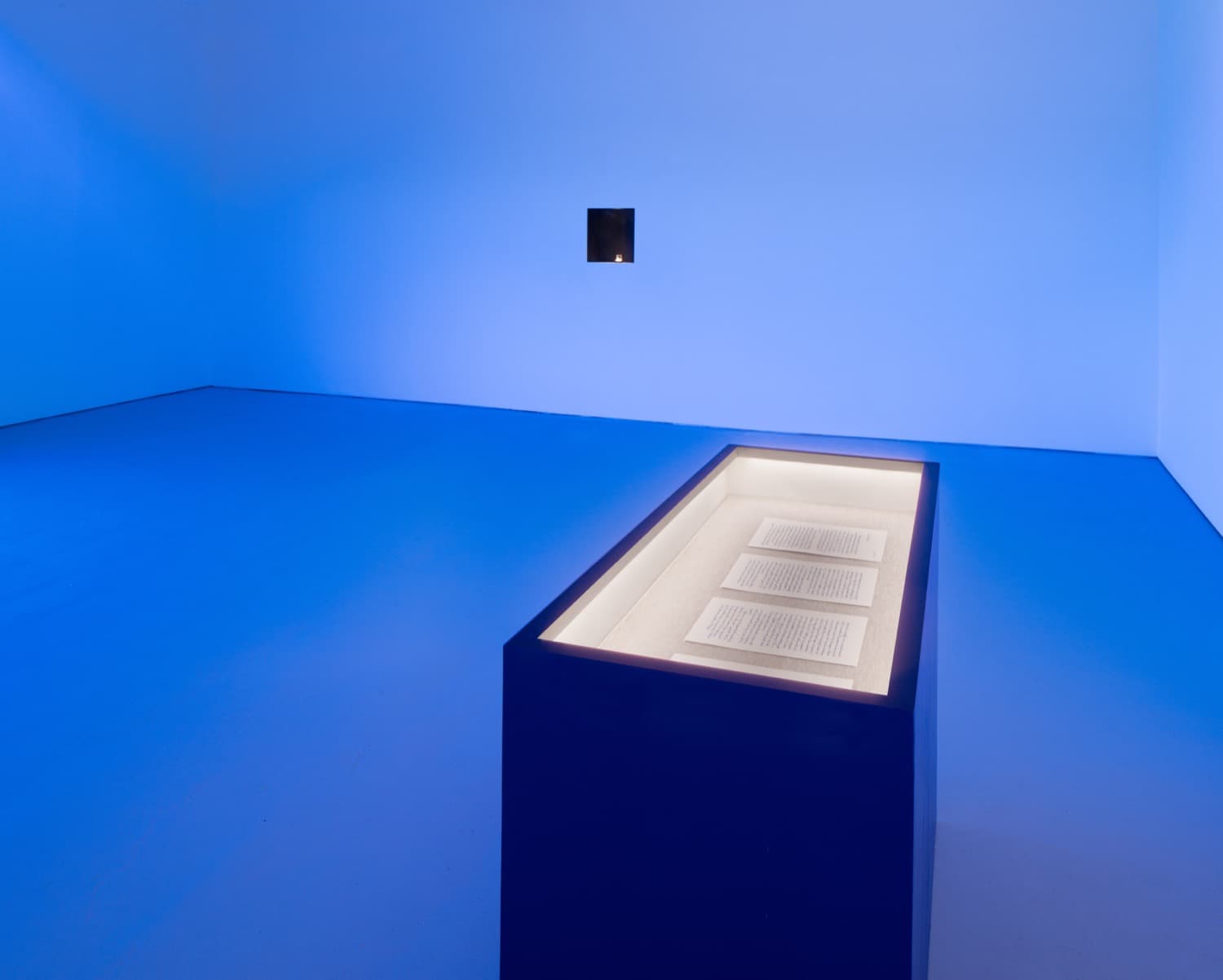 The Archivist Vitrine, 2016.  Vitrine, facsimile of the Proposal Letter to Federica Zanco (4 pages.) 89 x 54.5 x 247 cm