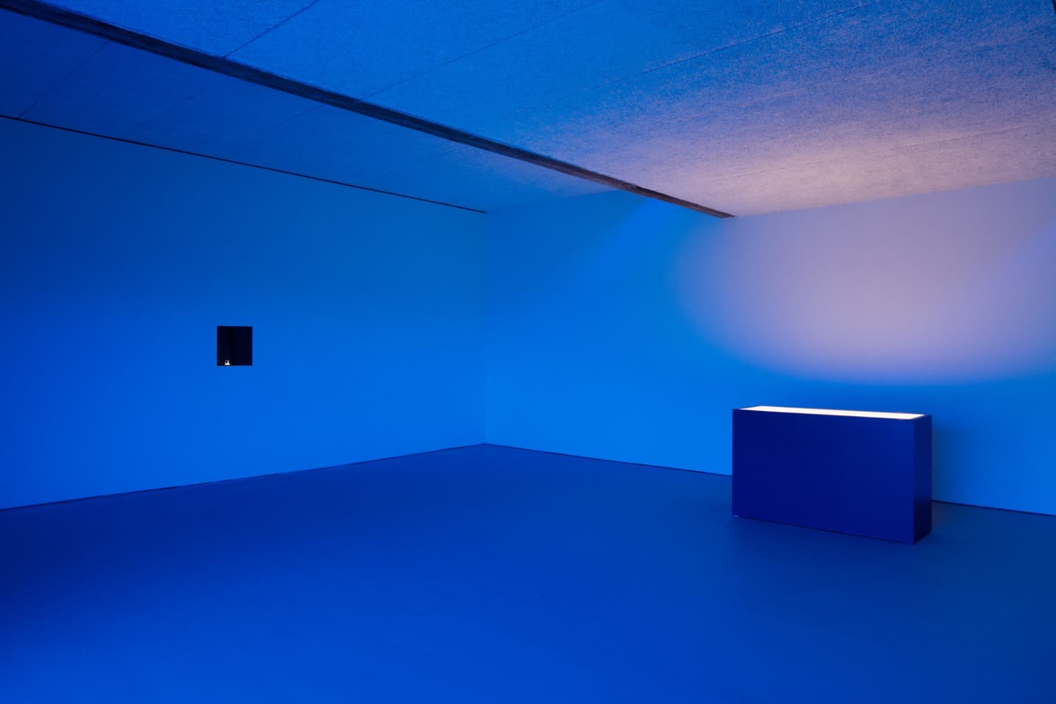 Installation View, The Archivist Vitrine, 2016.  Vitrine, facsimile of the Proposal Letter to Federica Zanco and The Proposal, 2016.  2.02 carat, blue, uncut, diamond with the micro-laser inscription, silver ring setting, ring box, related documents.