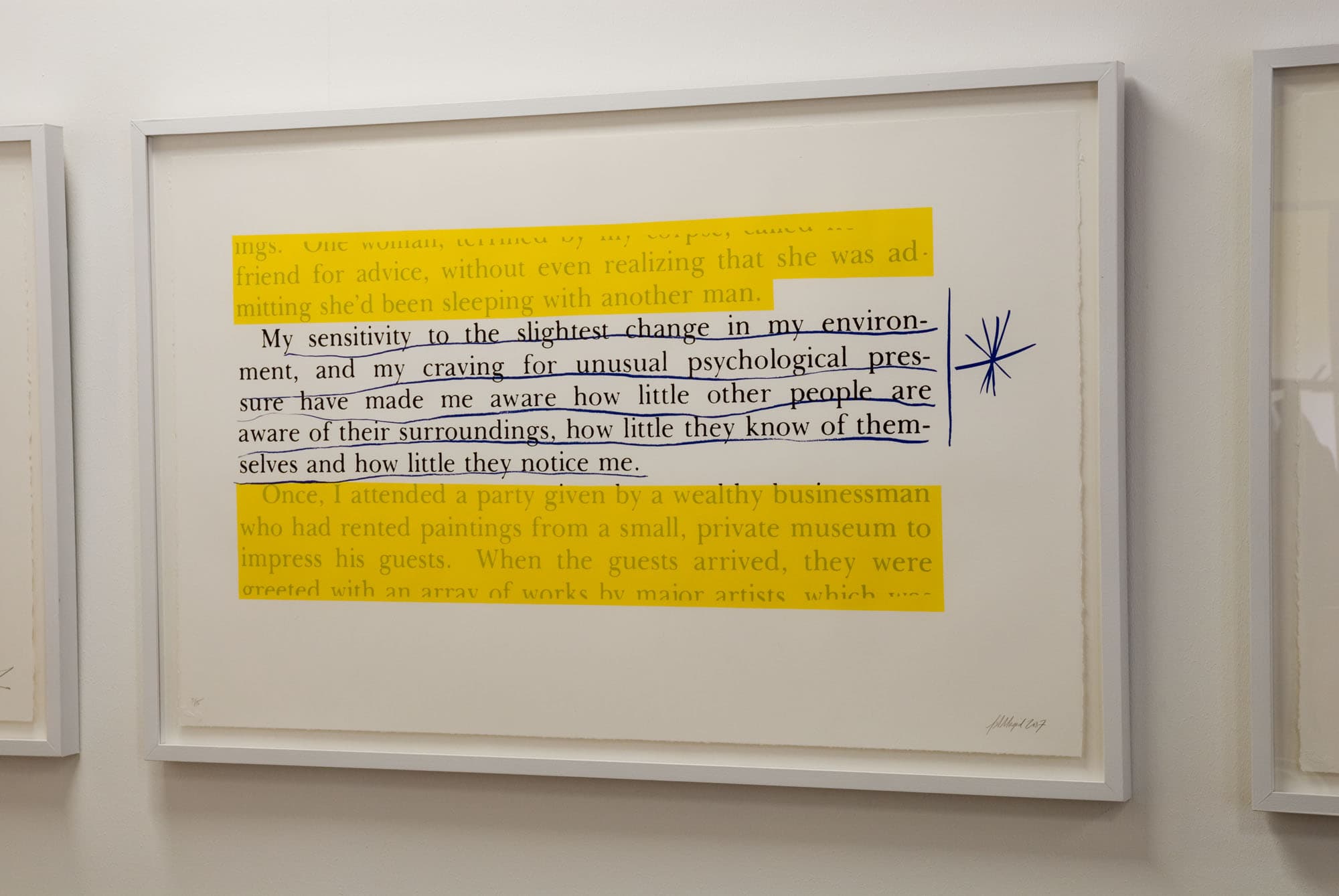 Kosinski Quotes (My Sensitivity), Silkscreen, 2007.