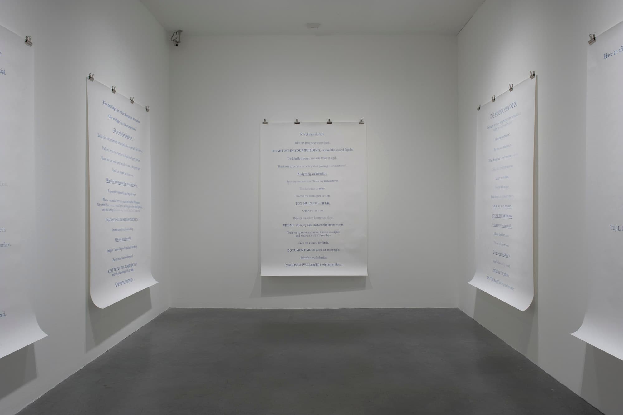 Directives 1-7, Pen on paper. Installed at Tate Modern, 2009-10.