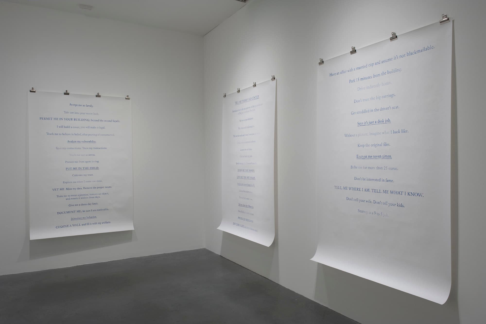 Directives, Pen on Paper, installed at Tate Modern, 2009-10.