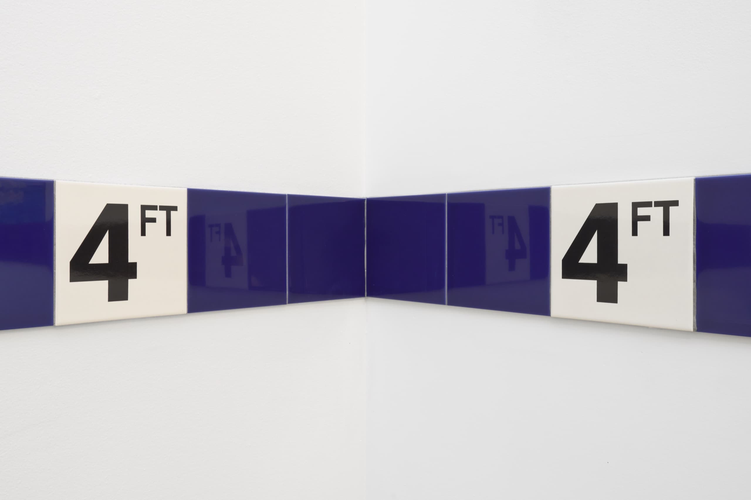 The Waterline, 2026, Porcelain pool tiles and grout. Installation view, Pooler Room, 2026. Mister Fahrenheit, New York. Photography: Brad Farwell. Image courtesy the artist and Mister Fahrenheit.