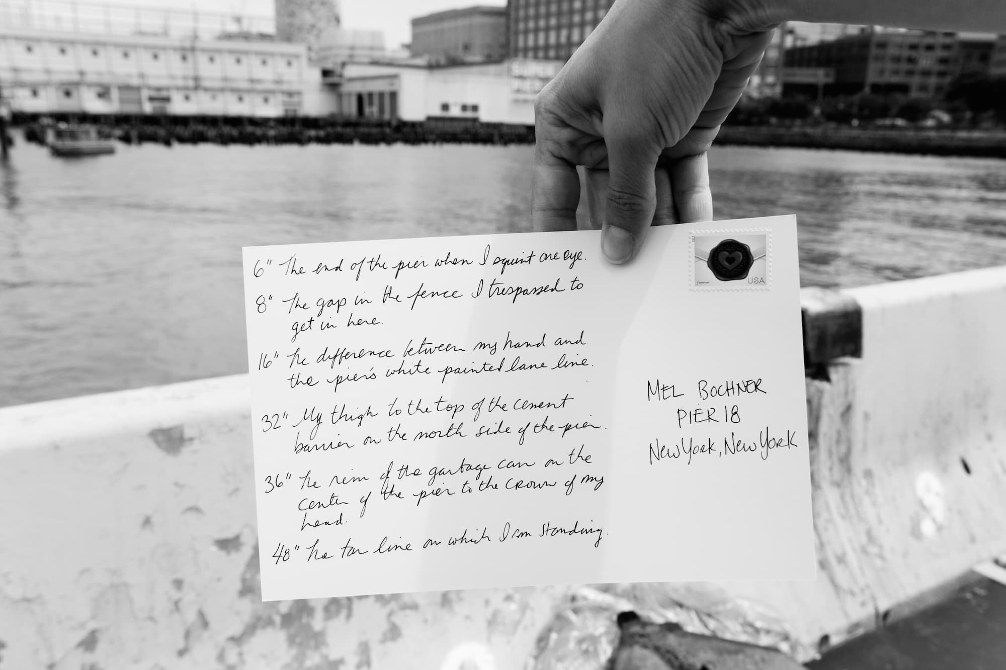 Postcards from the Pier (Detail: Mel Bochner), digital photograph, 2014