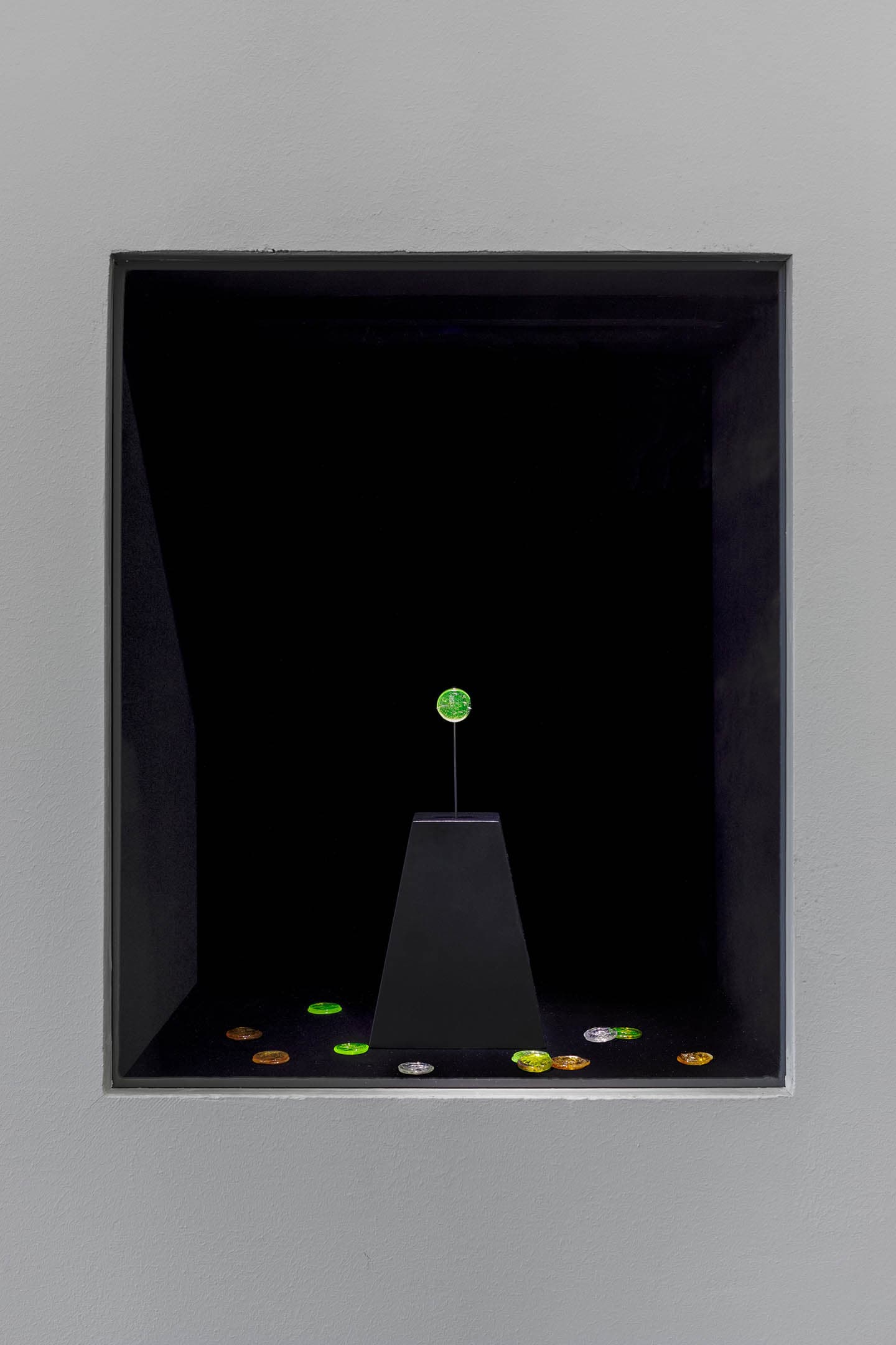 JILL MAGID, 2020 GLASS PATTERN PENNY, 2021. INSTALLATION VIEW IN TENDER: BALANCE, THE RENAISSANCE SOCIETY, 2021. PHOTO: USEFUL ART SERVICES.
