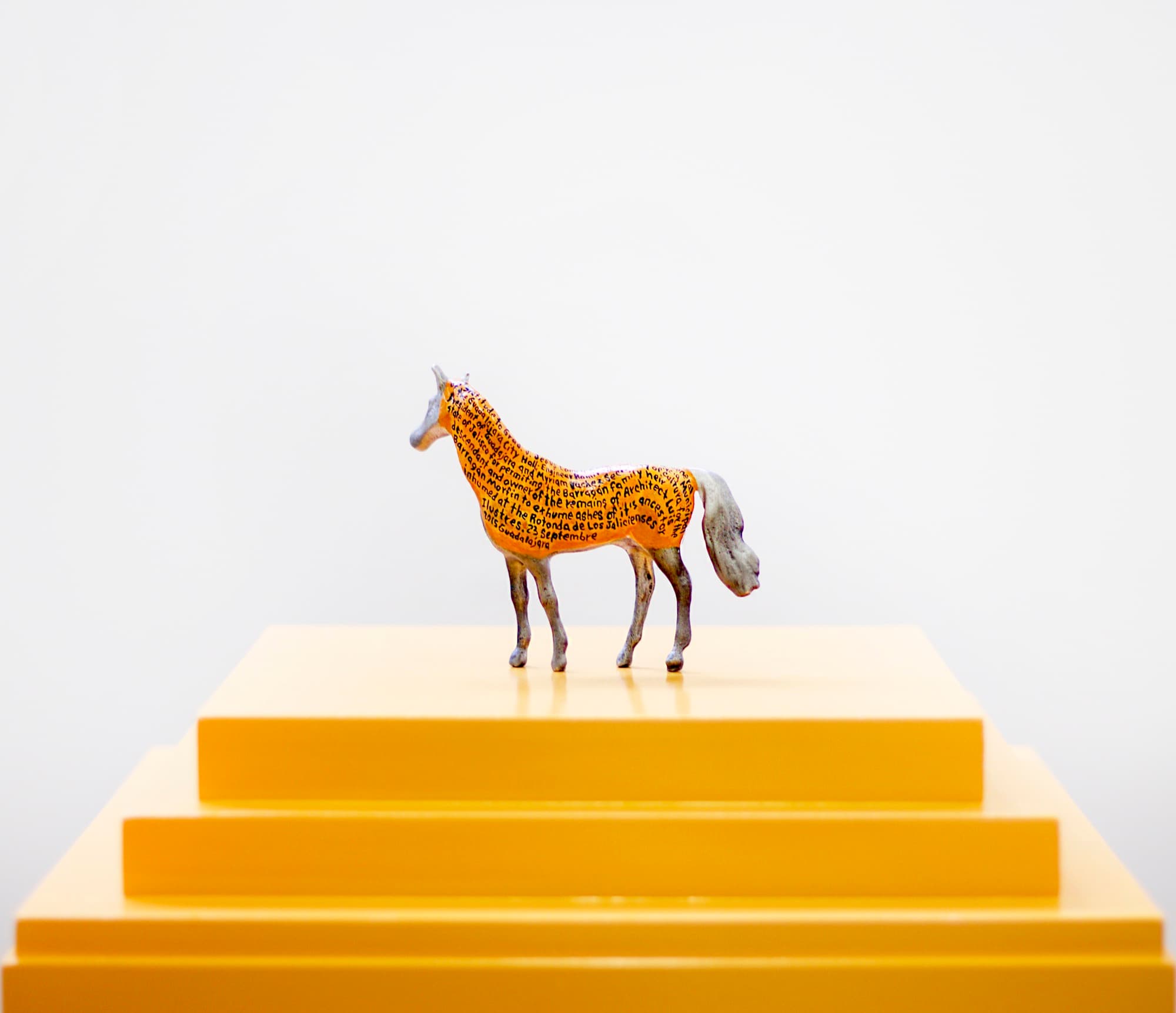 Ex-Voto: Miracle of the Silver Horse, 2016, Oil on tin, 9.84 x 4.59 x 3.46cm (3.87 x 1.81 x 1.36inches), Painted by Daniel Vilchis